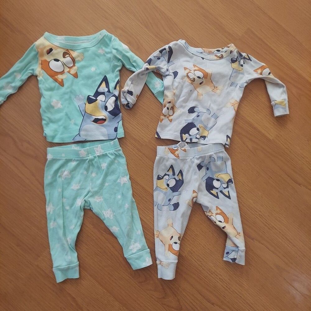 2 Pairs Toddler Bluey Pajamas Matching Sets 12-18 Months
